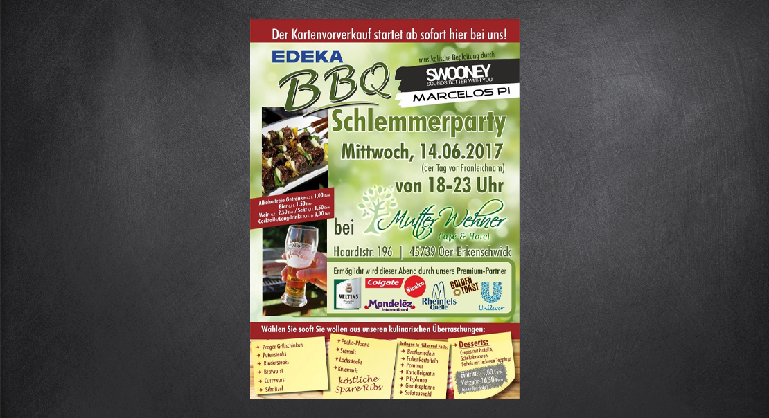 Ankündigung BBQ-Schlemmerparty 2017 von EDEKA Zierles in Oer-Erkenschwick