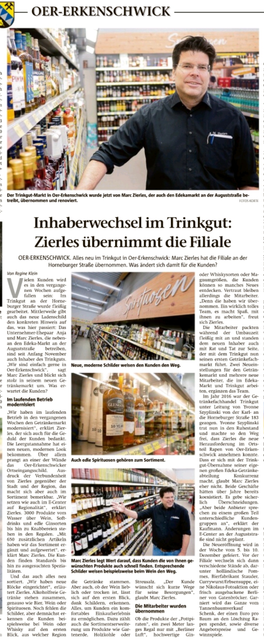 Artikel aus der Stimberg Zeitung vom 02.12.2022 über trinkgut Zierles