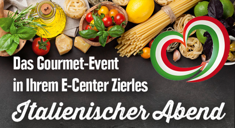 Ankündigungsplakat für den Italienischen Abend bei EDEKA Zierles.