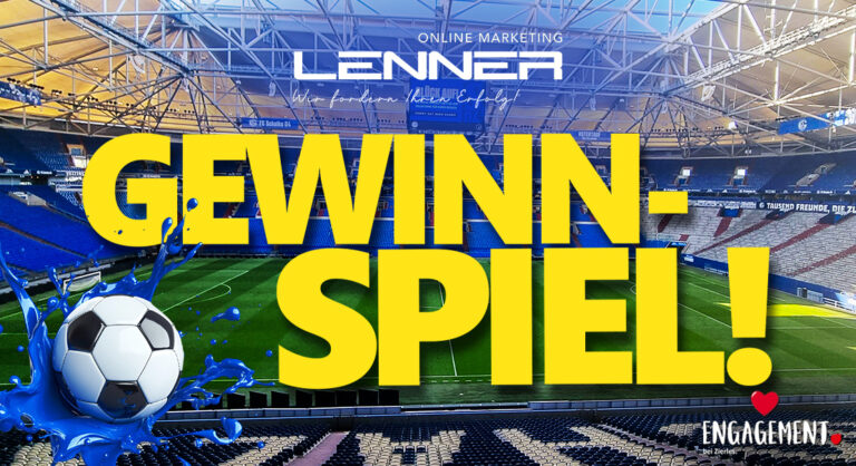 Gewinnspiel von EDEKA Zierles und Lenner Online Marketing mit Fußballmotiv und Blick in die VELTINS-Arena.